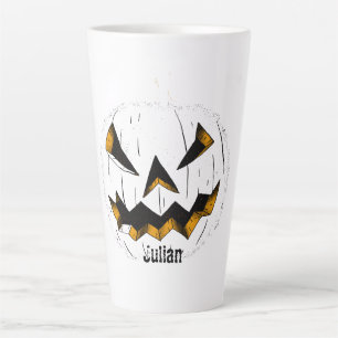 Taza De Café Latte Simple cara de calabaza de halloween jack-o-lanter