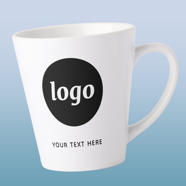 Taza De Café Latte Simple Logo and Text Business Promotional (Simple logo with custom text business branding promotional latte coffee mug)