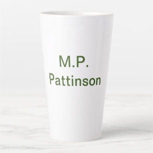 Taza De Café Latte Simple minimal verde añade tu texto nombre foto pe