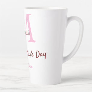 Taza De Café Latte simple mínimo día de la madre monograma nombre ros