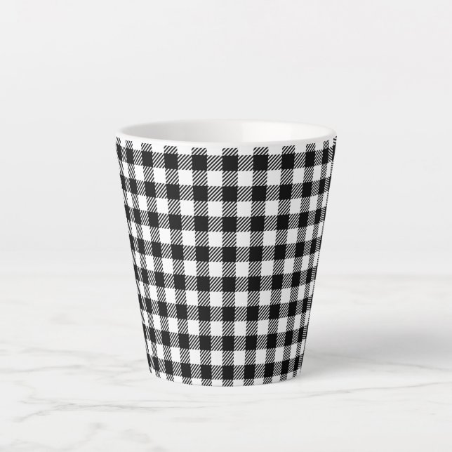Taza De Café Latte Simple Monochrome Buffalo Plaid Pattern (Anverso)
