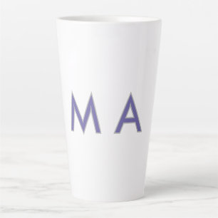 Taza De Café Latte Simple monograma morado gris añade tu nombre moder