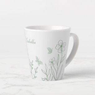 Taza De Café Latte Simple salvia verde botánico
