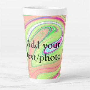 Taza De Café Latte Simple verde naranja acuarela agregue su texto nom