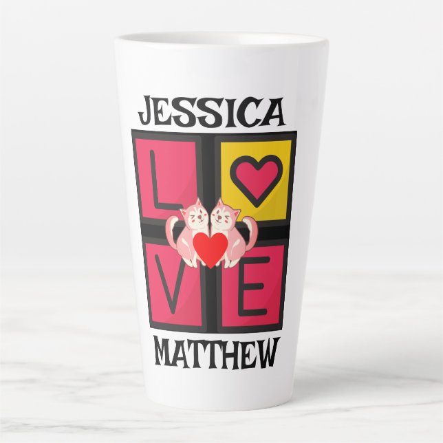 Taza De Café Latte simple y elegante San Valentín lindo, dulce para p (Anverso)