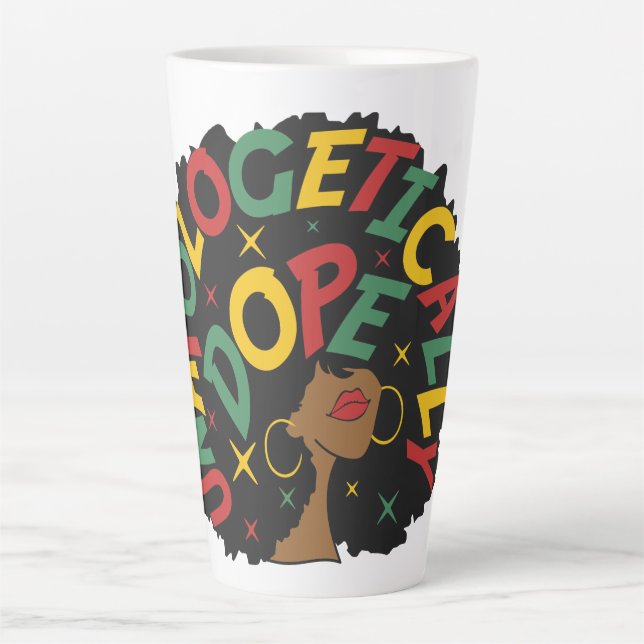 Taza De Café Latte Sin arrepentimiento, negro Chica africano (Anverso)
