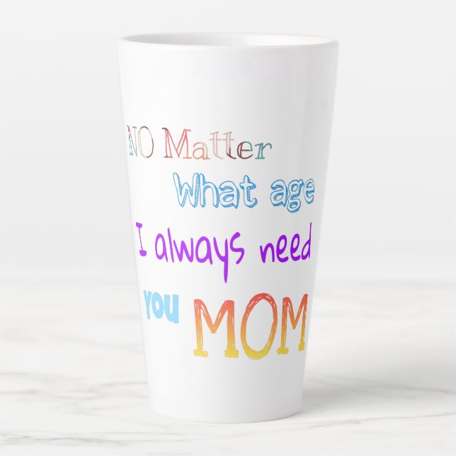 Taza De Café Latte sin importar la edad que siempre necesito, mamá (Anverso)