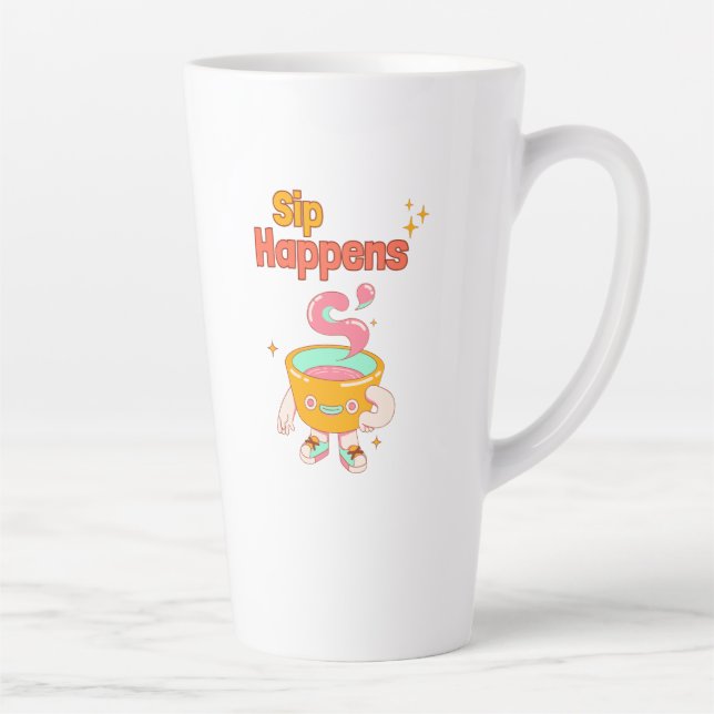 Taza De Café Latte Sip Happens Humor Latte Mug (Derecha)
