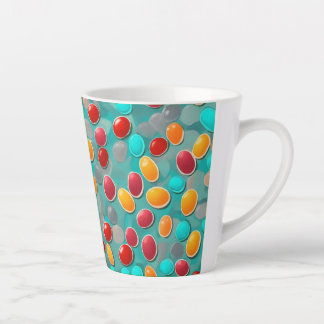 Taza De Café Latte "Sip of Sweetness: Colorida Jelly Bean Art Latte M