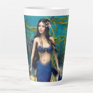 Taza De Café Latte Sirena Azul