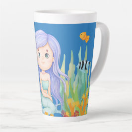 Taza De Café Latte sirena Hermosa sirena PURPLE HAIR sirena jugando e