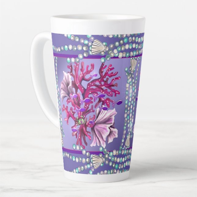 Taza De Café Latte Sirena morada (Ángulo izquierdo)