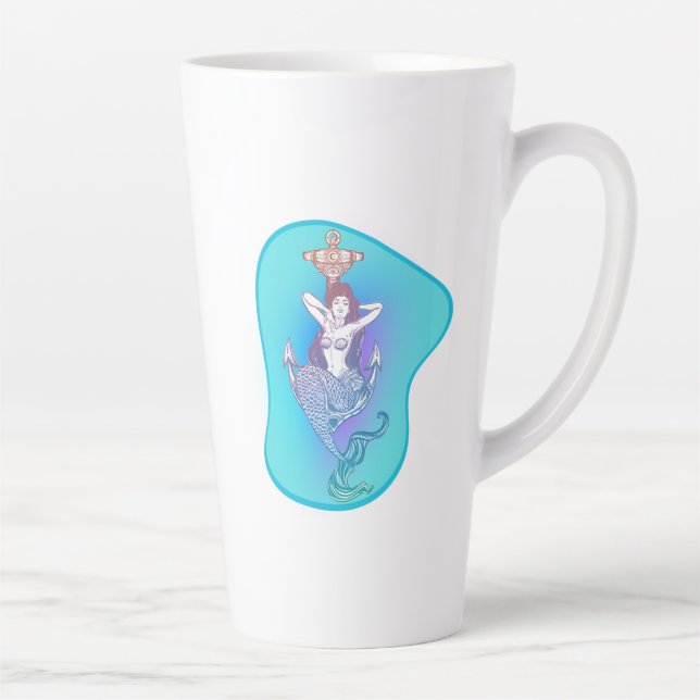 Taza De Café Latte Sirena y ancla (Derecha)