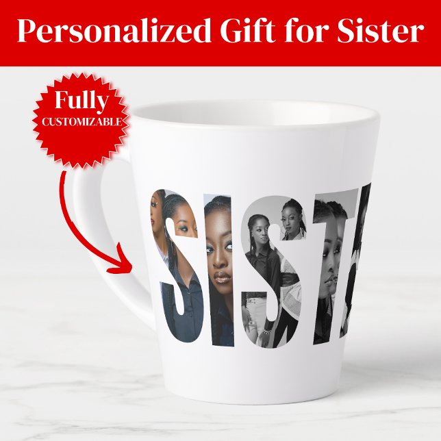 Taza De Café Latte Sisters Photo Collage Latte Mug Gift (Sisters Photo Collage Latte Mug Gift)