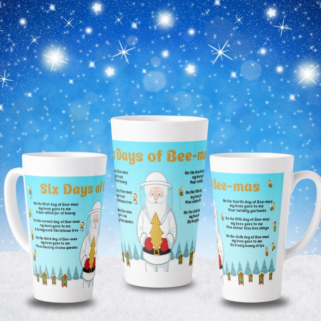 Taza De Café Latte Six Days of Bee-Mas Merry Christmas to an Amazing  (Subido por el creador)