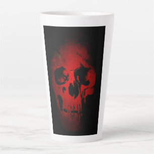 Taza De Café Latte Skeleton Rojo Fantasía Arte Fuerte Metalizado