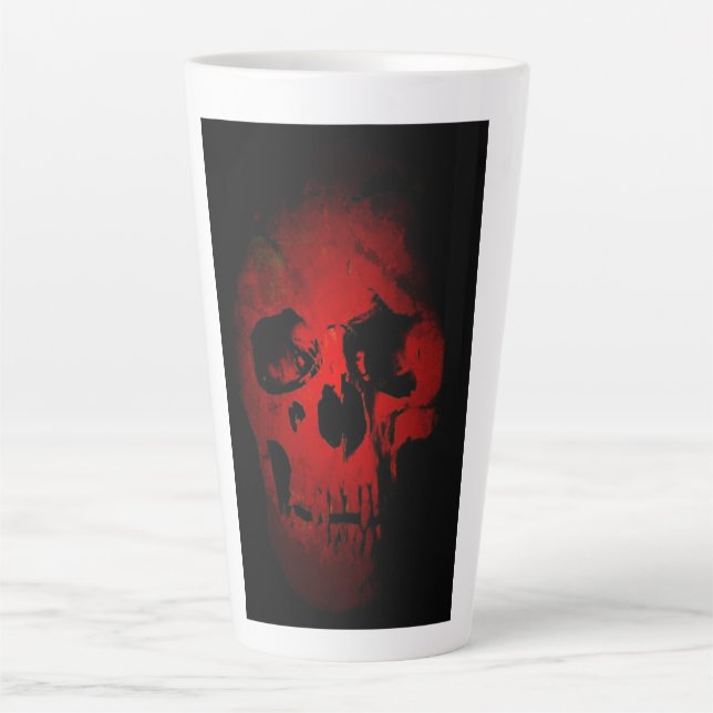 Taza De Café Latte Skeleton Rojo Fantasía Arte Fuerte Metalizado (Anverso)