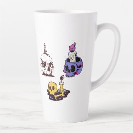 Taza De Café Latte Skulls and Candles Illustration Set