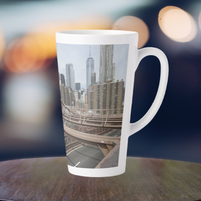 Taza De Café Latte Skyline Lower Manhattan de Nueva York (In Situ)