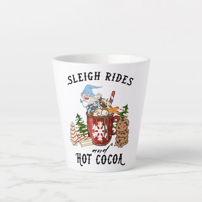 Taza De Café Latte Sleigh Rides y Hot Cocoa - Gnome escandinavo (Anverso)
