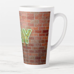 Taza De Café Latte SlipperyJoe signo de neón gay brillante vivo