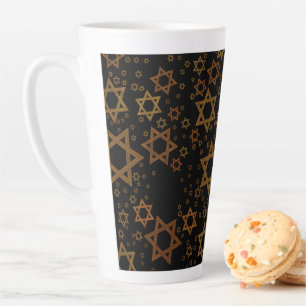 Taza De Café Latte SlipperyJoe's Estrella David temática de Hanukkah