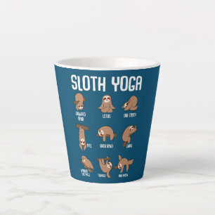 Taza De Café Latte Sloth Funny Lazy Exercise Stretch Yoga Workout
