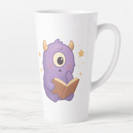 Taza De Café Latte Smart Reading Monster Kids Mug — Purple Study
