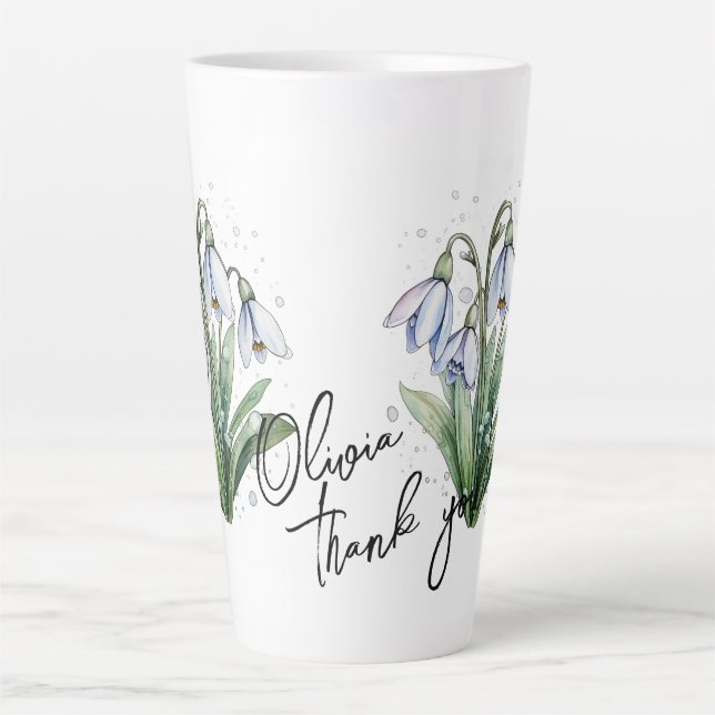 Taza De Café Latte Sndrop "¡Gracias!" Eslogan y nombre editables (Anverso)