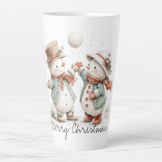 Taza De Café Latte Snowball Cheers and Frosty High-Fives (Anverso)