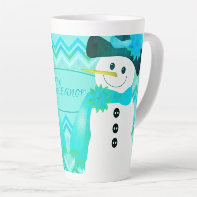 Taza De Café Latte Snowman con Blues (Ángulo derecho)