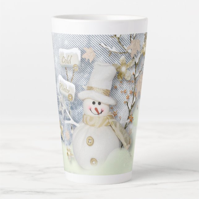 Taza De Café Latte Snowman, el invierno frío (Anverso)