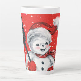 Taza De Café Latte snowman retro vintage Navidades 