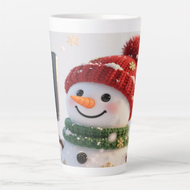 Taza De Café Latte Snowman Selfie Christmas Latte Mug (Anverso)