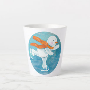 Taza De Café Latte Snowman sobre patinaje sobre hielo