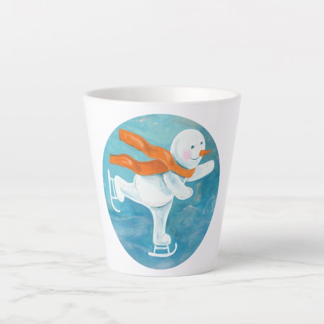 Taza De Café Latte Snowman sobre patinaje sobre hielo (Anverso)