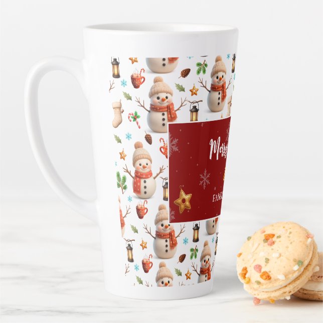 Taza De Café Latte Snowman Winter Holiday - Merry Christmas (In situ)