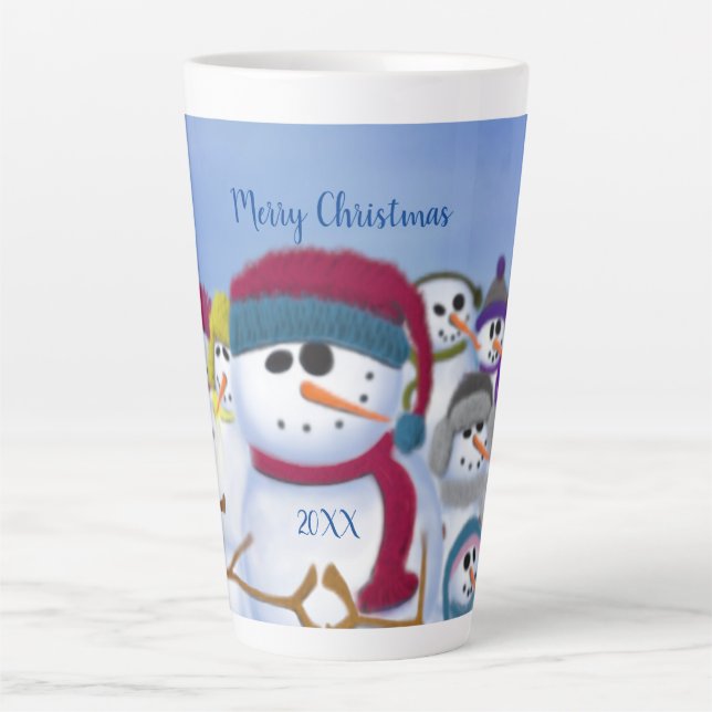 Taza De Café Latte Snowmen lindo y caprichoso (Anverso)
