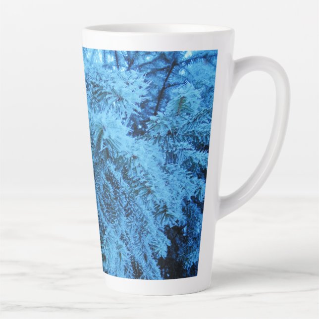 Taza De Café Latte Snowy Forest Spruce (Derecha)