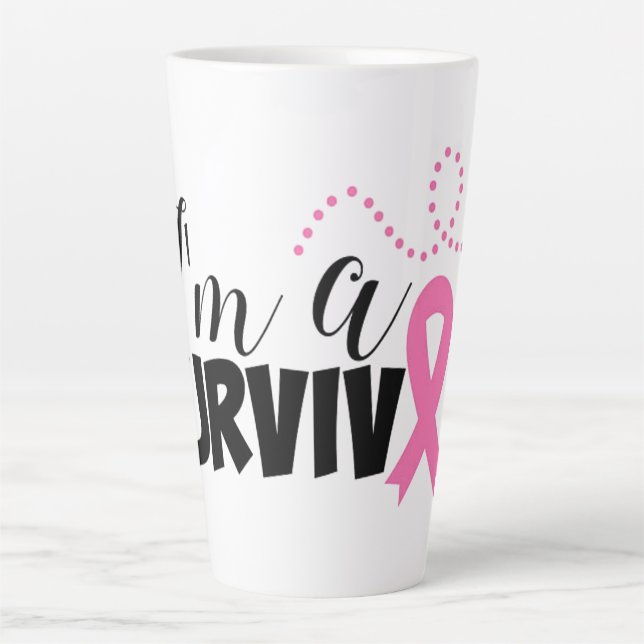 Taza De Café Latte Sobreviviente del cáncer de mama (Anverso)