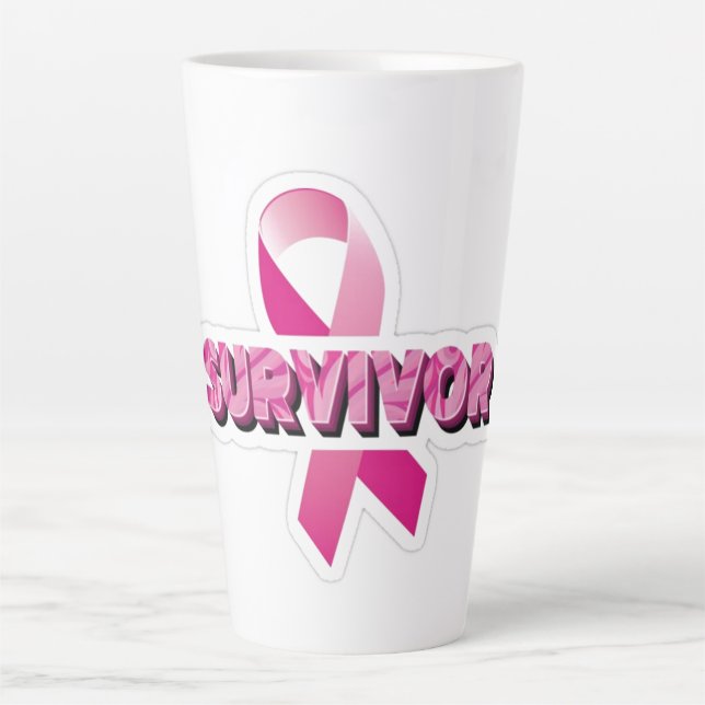 Taza De Café Latte Sobreviviente del cáncer de mama (Anverso)