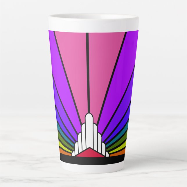 Taza De Café Latte Sol Art Déco en arco iris Latte Mug (Anverso)
