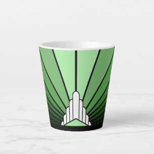 Taza De Café Latte Sol Art Déco en Latte Mug verde