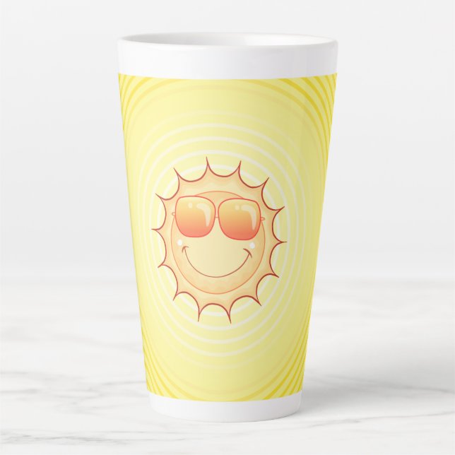Taza De Café Latte Sol sonriente (Anverso)