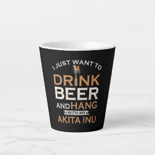 Taza De Café Latte Solo quiero beber cerveza y colgar con mi shiba