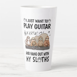 Taza De Café Latte Solo Quiero Tocar Humor De Guitarra Con Camisetas 