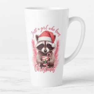 Taza De Café Latte Sólo una chica que ama el mapache de Navidad-71692