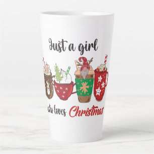Taza De Café Latte Sólo una chica que ama la Navidad