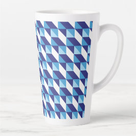 Taza De Café Latte Sombras abstractas retro del patrón geométrico azu