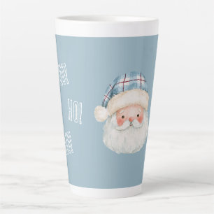 Taza De Café Latte Sombrero Azul de Santa ¡Ja! ¡Ja! ¡Ja! Navidad